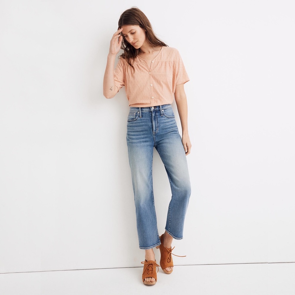 madewell  high rise slim wide leg crop jean 31